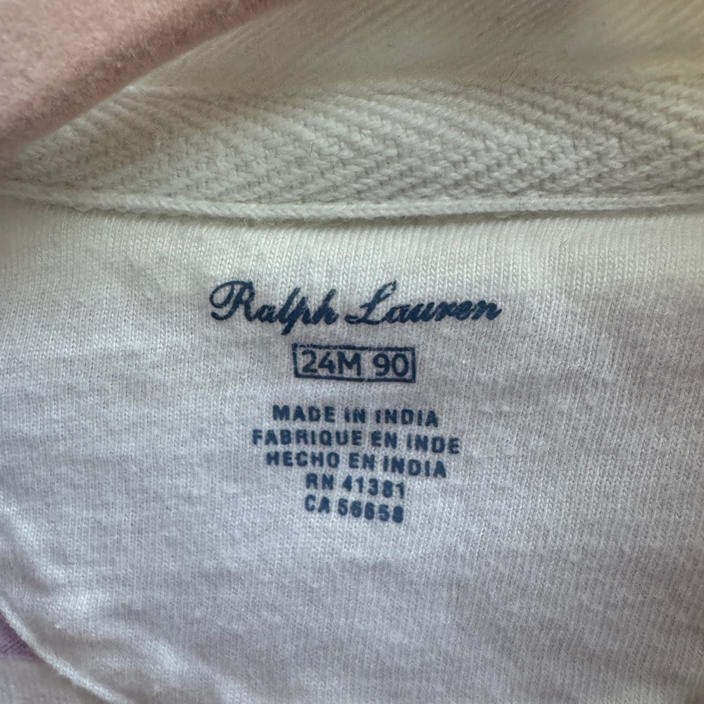 Ralph Lauren 24M Girls Purple & White Stripe Short Sleeve Collar Dress - Picture 5 of 7